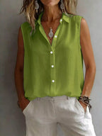Sleeveless Button-down Shirt (2)