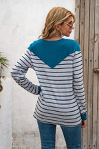 Striped Round Neck Long Sleeve T-shirt (26)