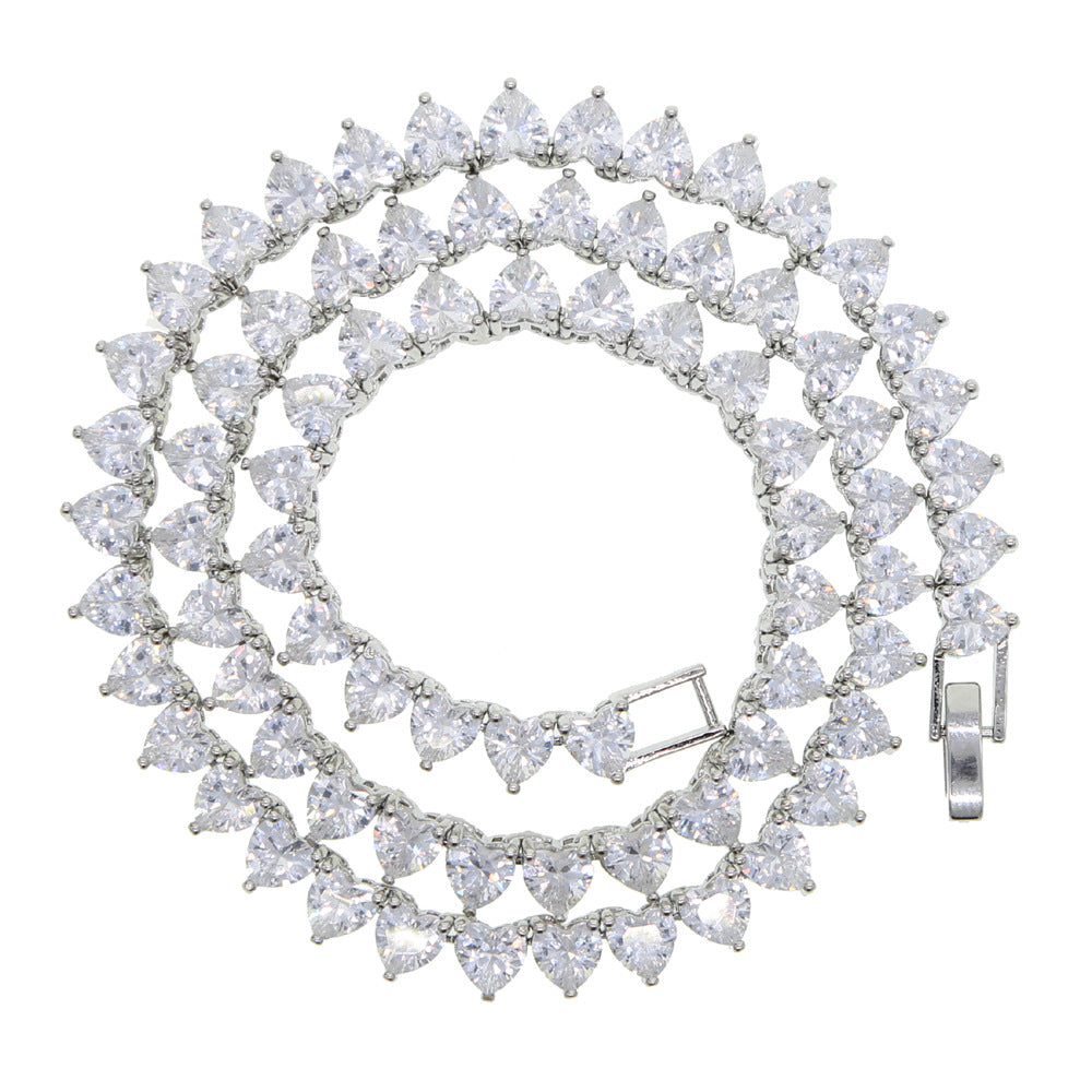 Hip Hop Heart-shaped Zircon Tennis Chain Rap Ornament photo 6