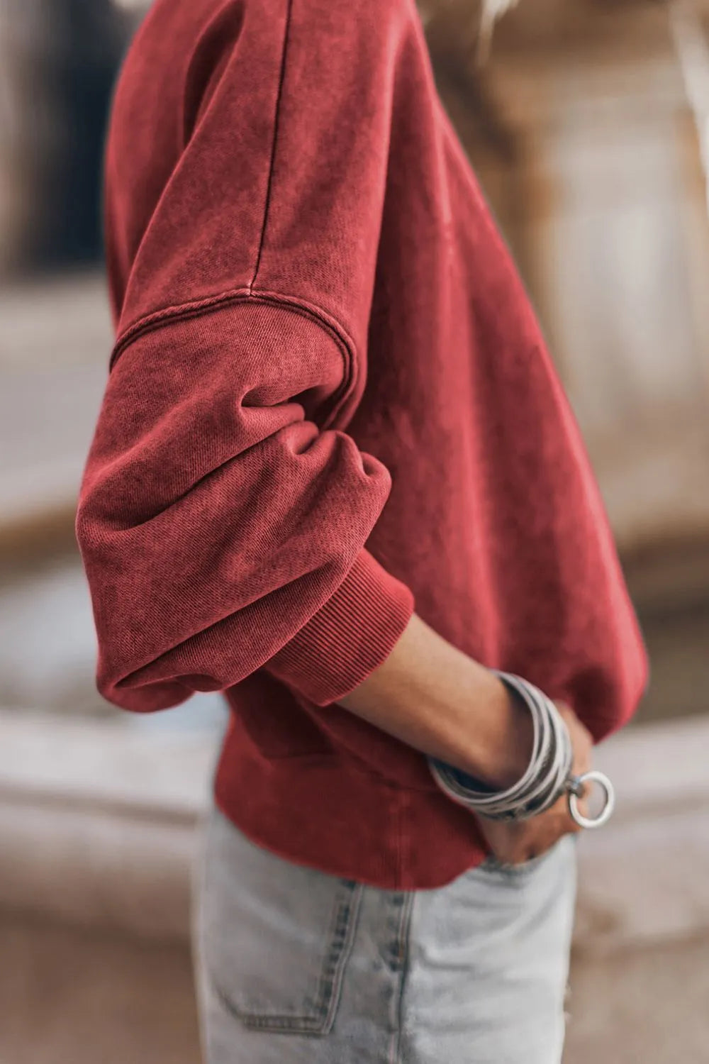 Mock Neck Dropped Shoulder Sweatshirt (9)