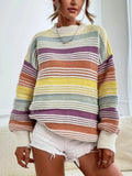 Rainbow Striped Drop Shoulder Oversized Sweater