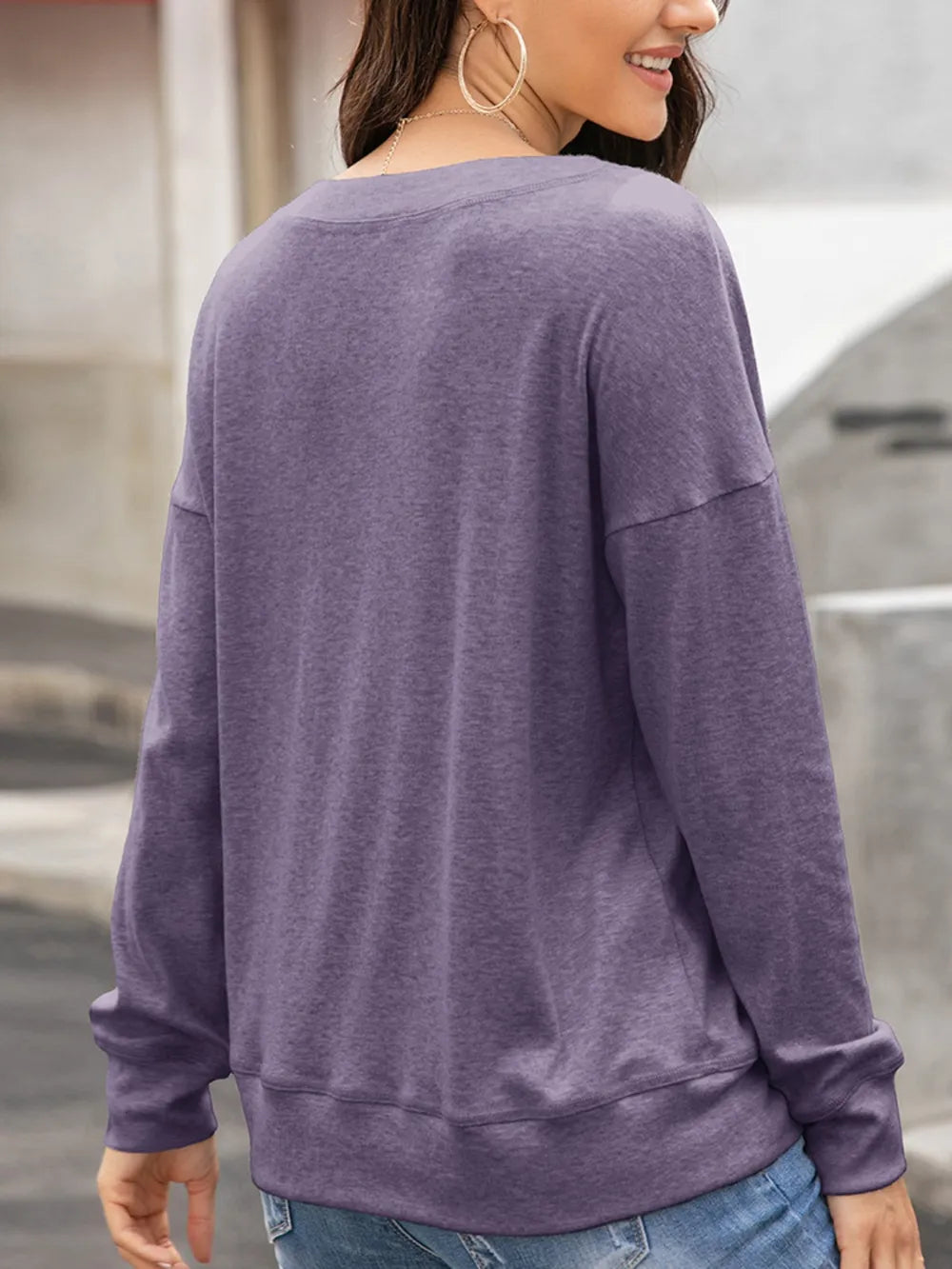 Quarter Button Dropped Shoulder Blouse (12)