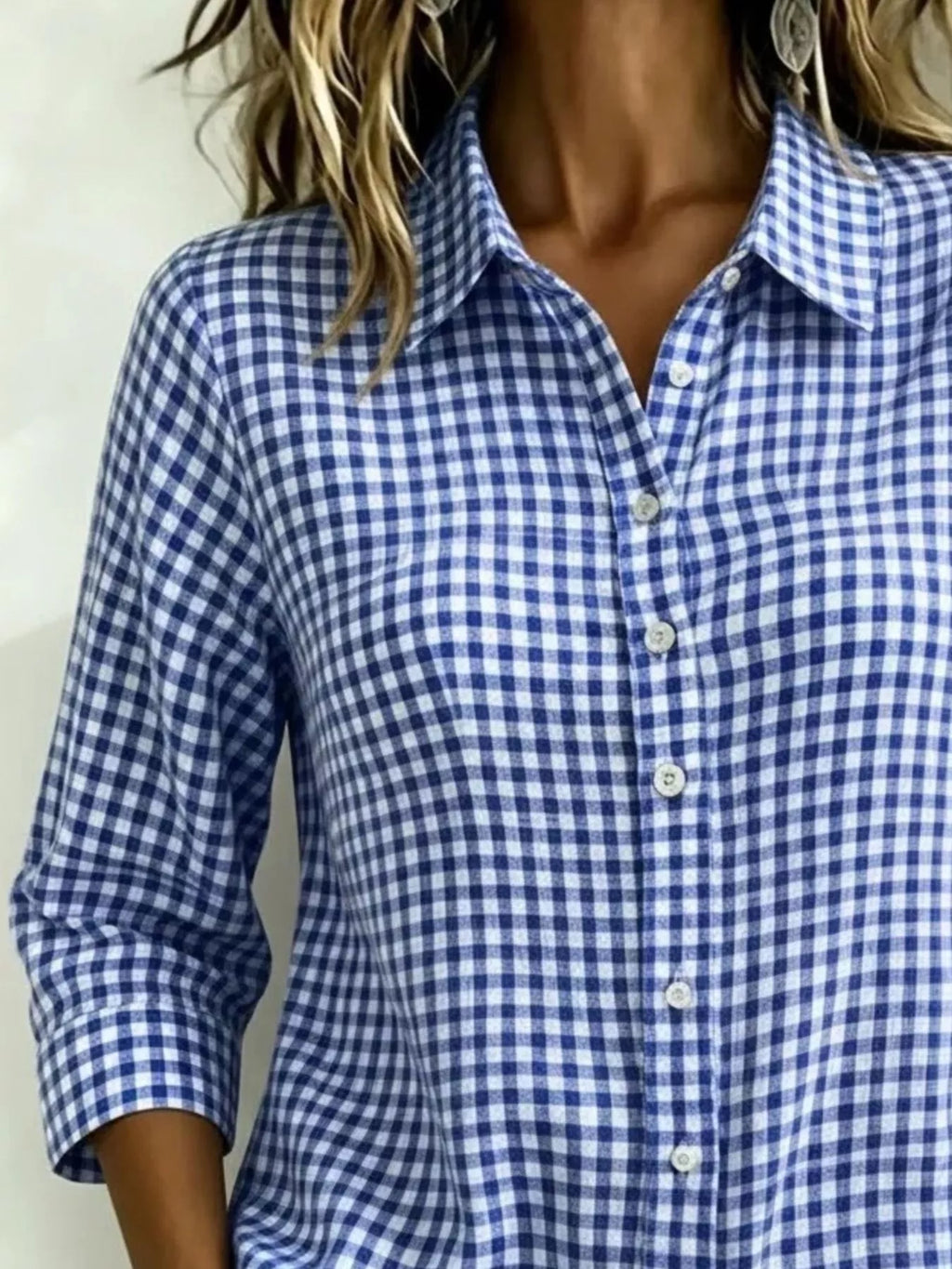Full Size Plaid Collared Neck Button Up Shirt Plus (2)