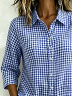 Full Size Plaid Collared Neck Button Up Shirt Plus (2)