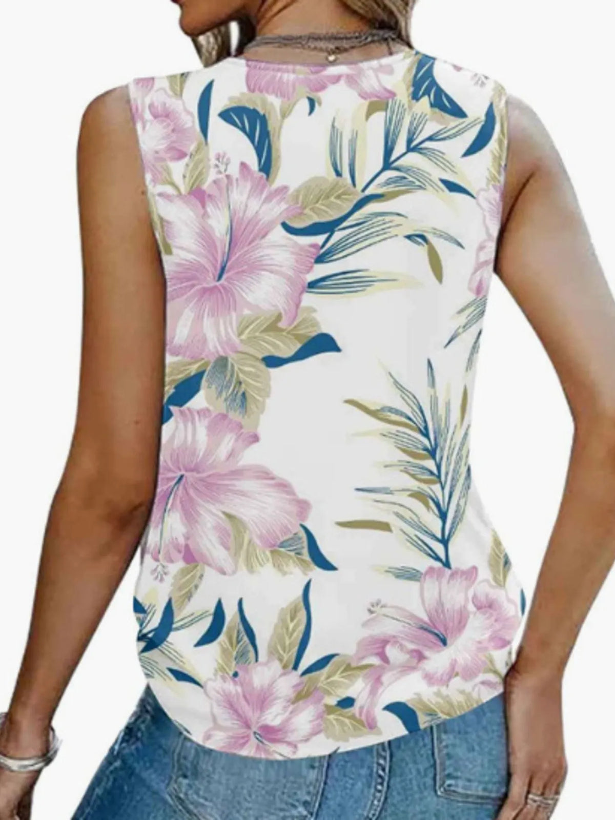 Printed V-neck Tank (2)