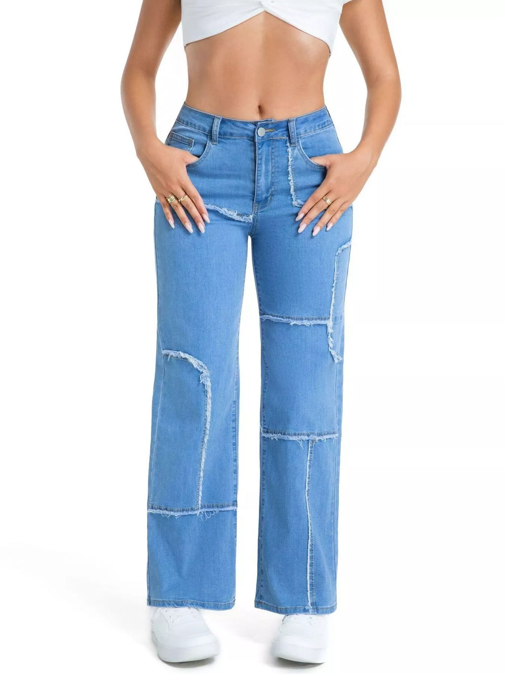 Frayed Edge Straight Leg Jeans (3)