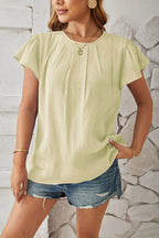 Round Neck Keyhole Cap Sleeve T-shirt (2)