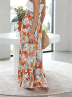 Drawstring Paperbag Waist Printed Wide Leg Pants (8)