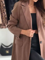 Lapel Collar Long Sleeve Coat (9)
