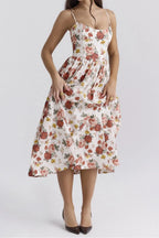 Floral Print Spaghetti Strap Midi Dress (5)