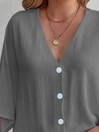 Full Size V-neck Button Down Shirt Plus (6)