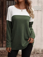 Contrast Round Neck Long Sleeve T-shirt (3)