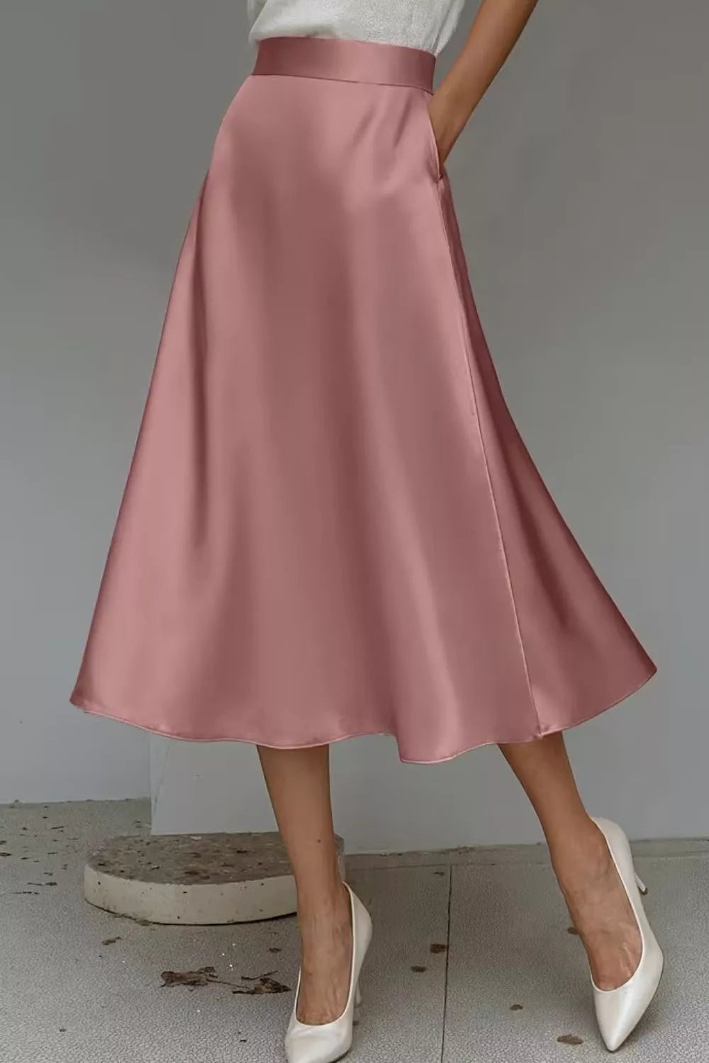Satin A-line Midi Skirt (20)