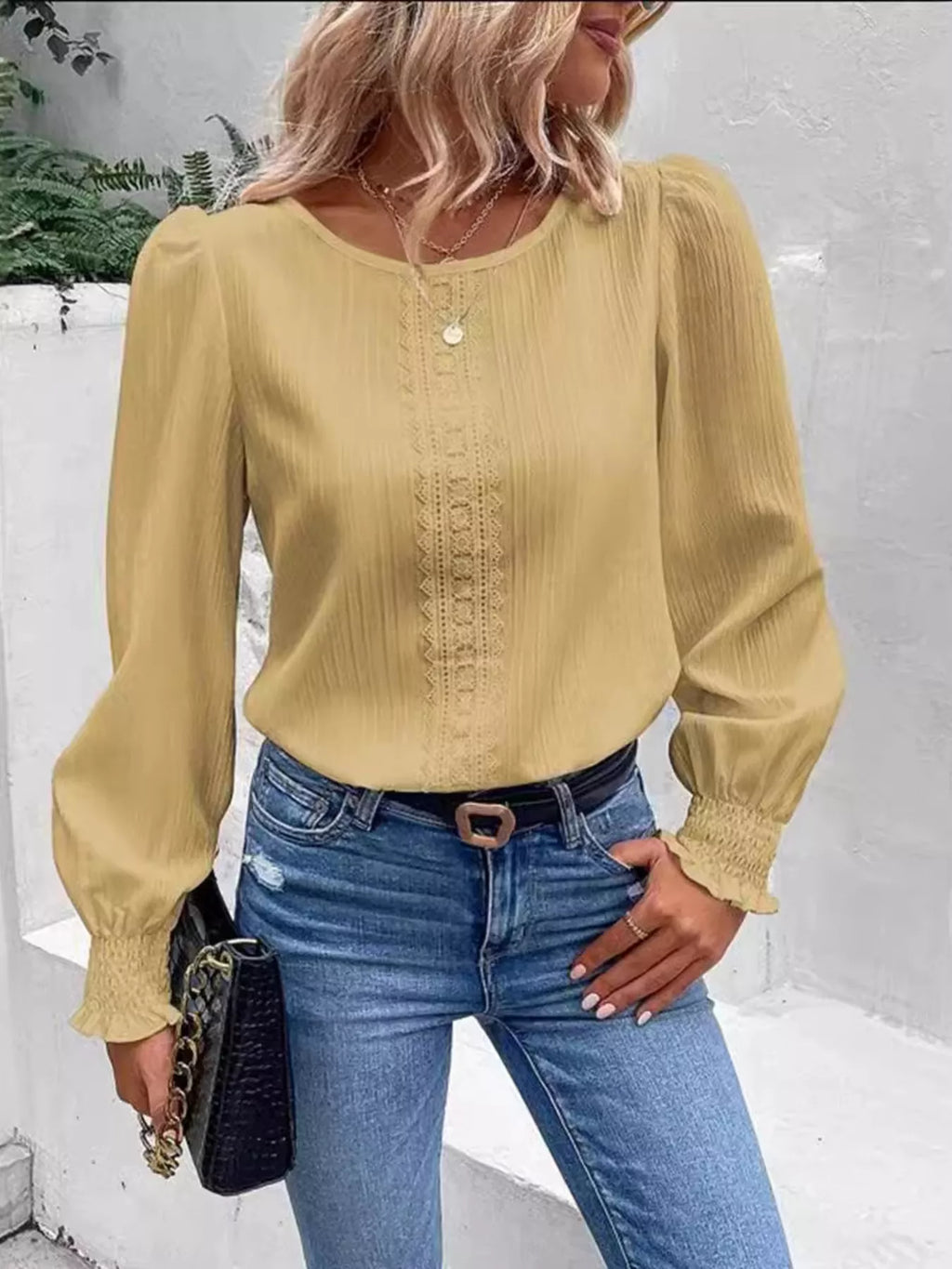 Lace Trim Long Sleeve Blouse (14)