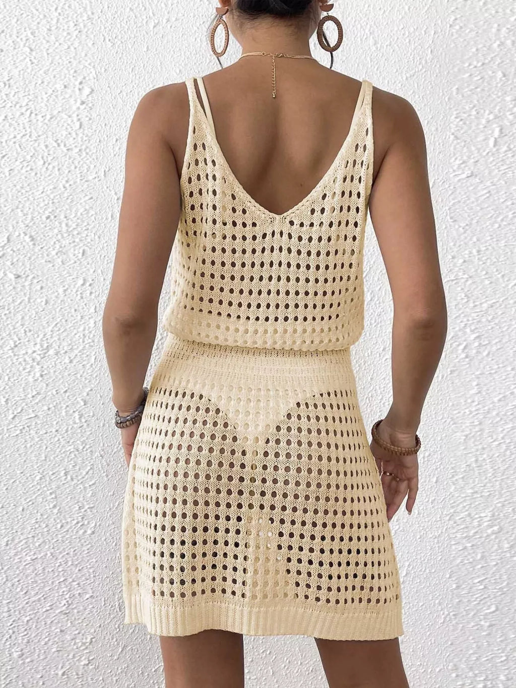 Crochet Knit V-neck Cover-up Dress (10)