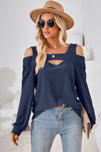 Cutout Square Neck Cold Shoulder T-shirt (4)