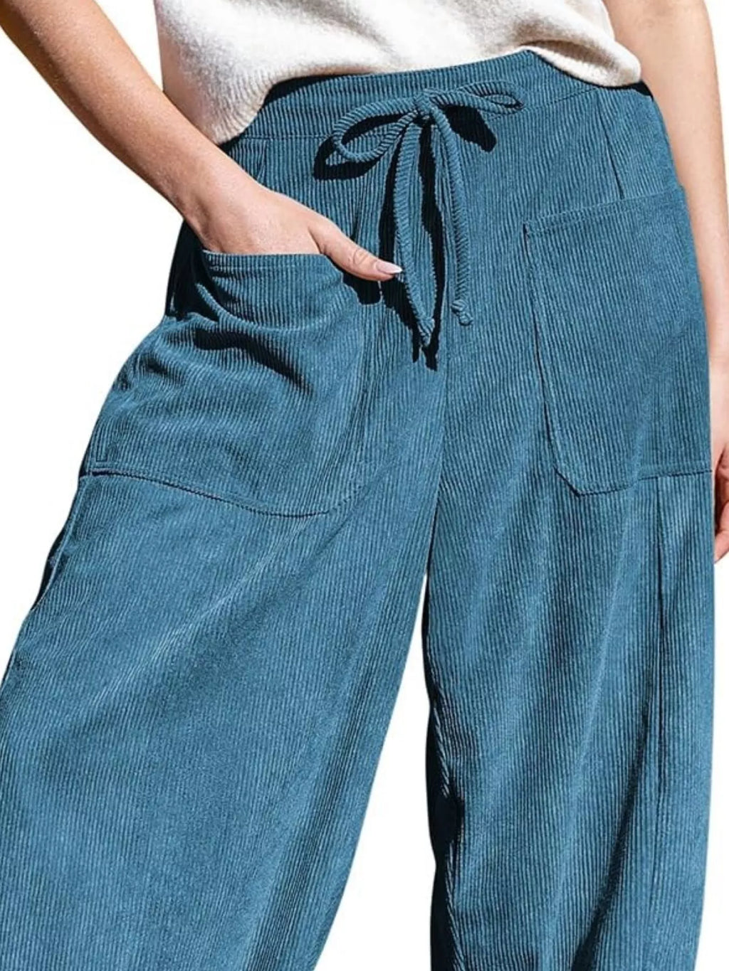 Casual Corduroy Wide Leg Pants Pockets (3)