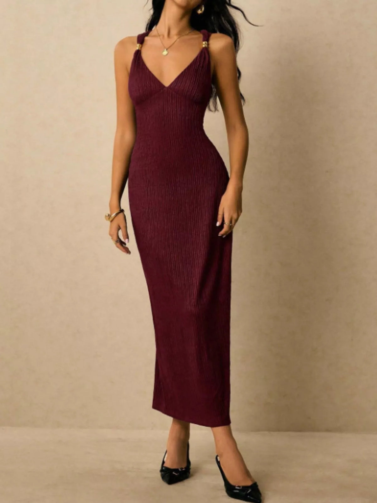 Sleeveless Ribbed Knit Midi Dress (14)