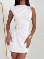 Ruched Asymmetrical Sleeveless Mini Dress (12)