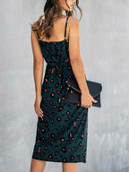 Printed Tie-waist Spaghetti Strap Dress (2)