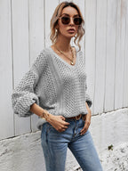 V-neck Dropped Shoulder Sweater (3)
