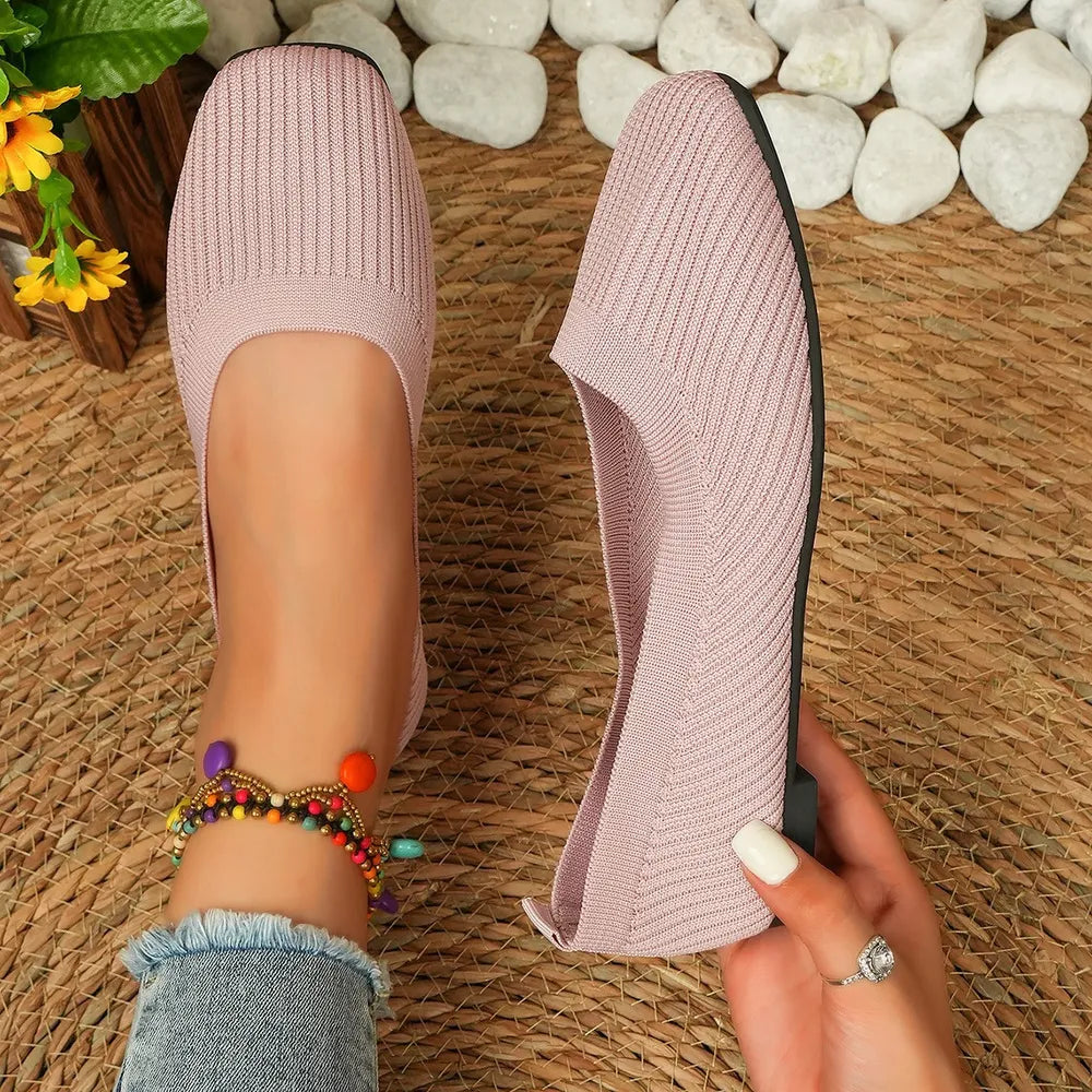 Knitted Square Toe Flat Slip-ons (3)
