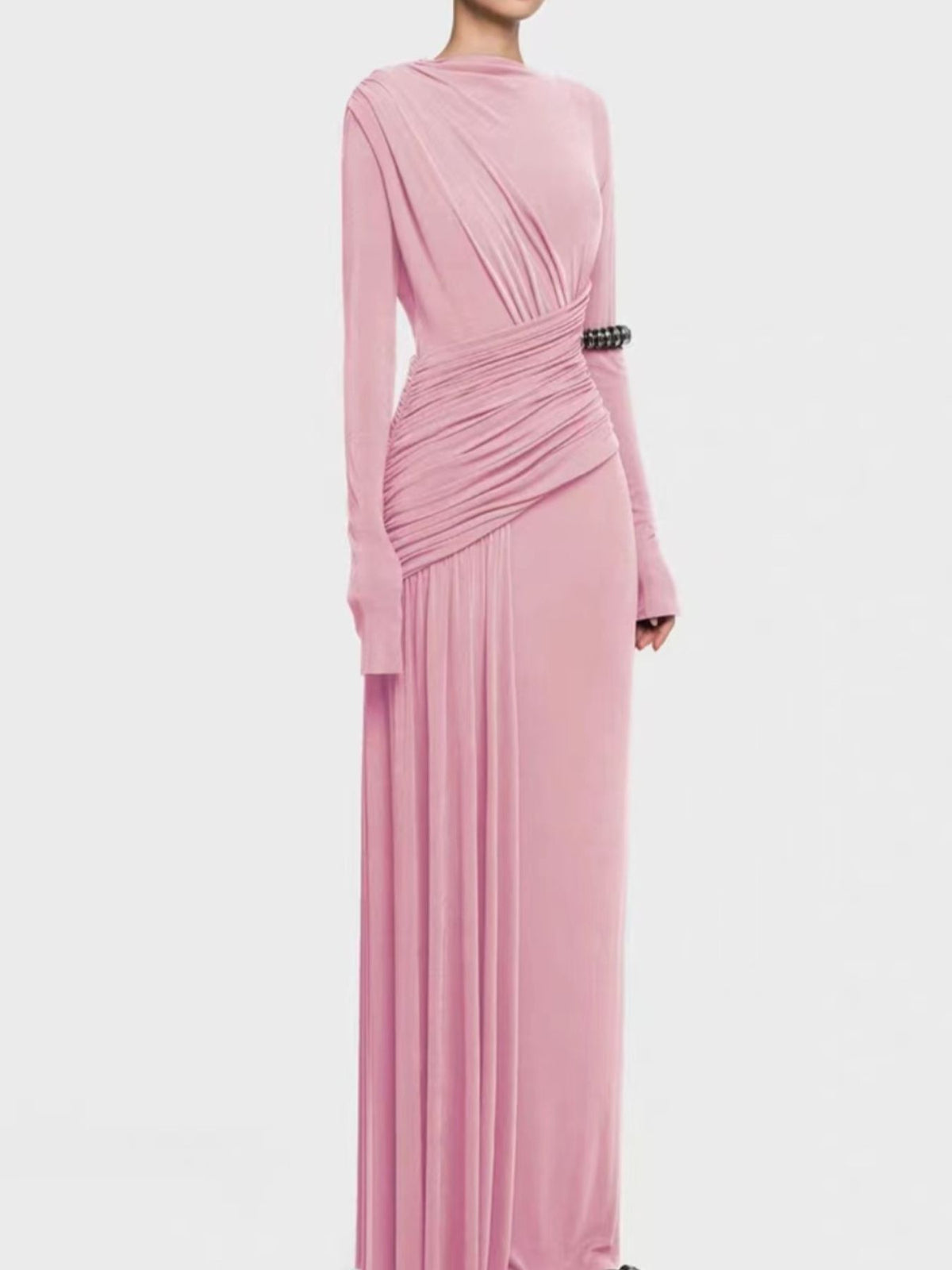 Ruched Long Sleeve Maxi Dress (8)