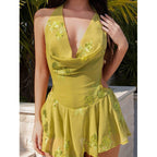 Floral Sequin Off-shoulder Halter Short Dress photo 4