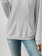 Ribbed Knit Long Sleeve Hoodie (9)