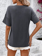 V-neck Dropped Shoulder T-shirt (7)