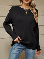 Ribbed Knit Dropped Shoulder Sweater (3)