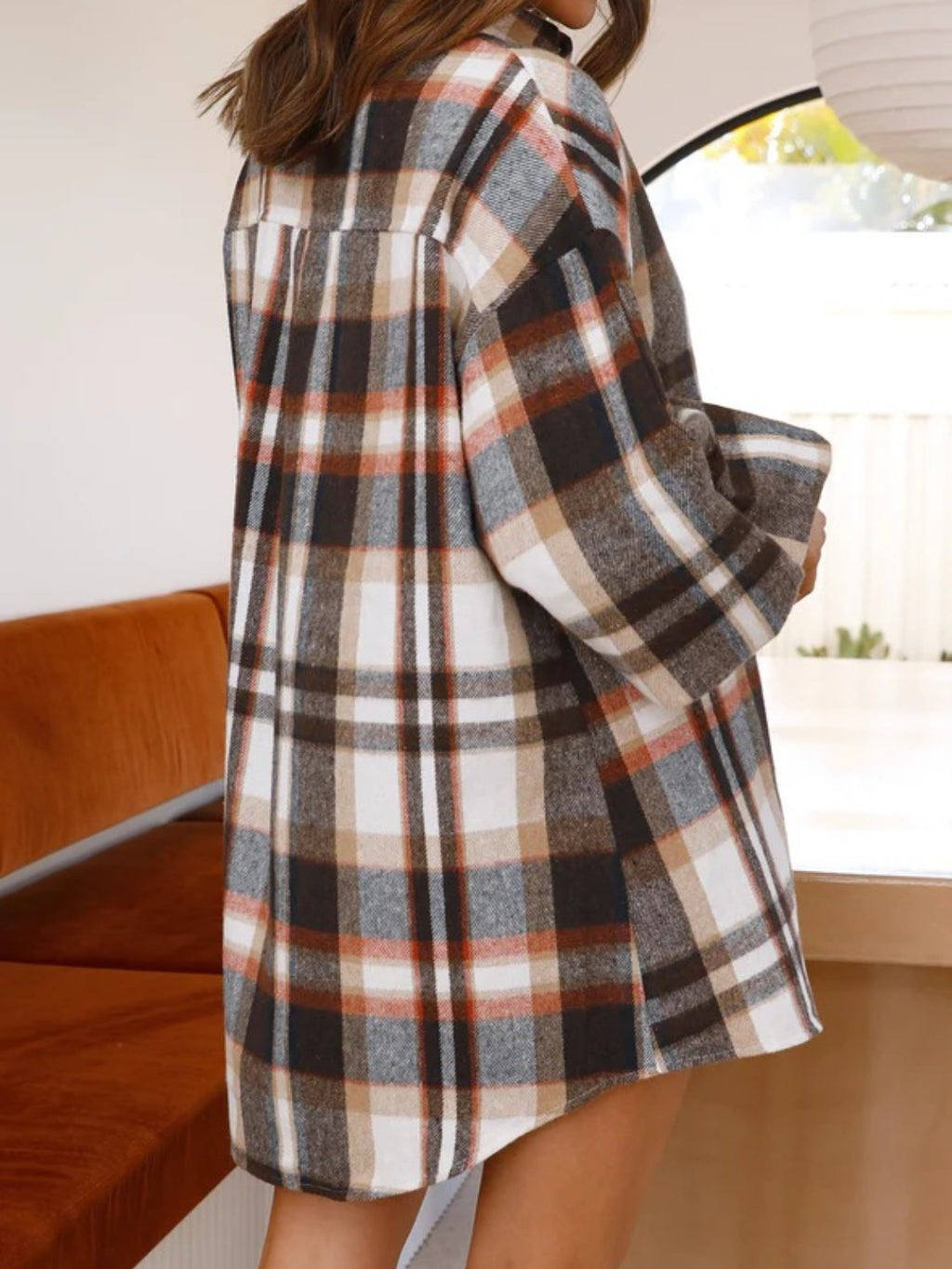 Plaid Lantern Sleeve Shirt (4)