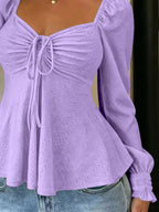Ruched Sweetheart Neck Long Sleeve Top (21)