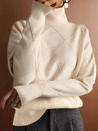 Argyle Pattern Turtleneck Sweater