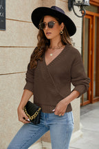 Openwork Surplice Long Sleeve Sweater (6)