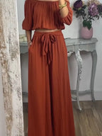 Full Size Off-shoulder Top Pants Set Plus (5)