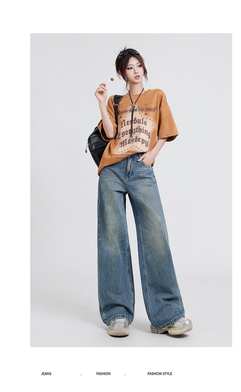 Wide Leg Jeans High Waist Baggy Straight Trousers photo 30