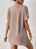 Casual Round Neck T-shirt Shorts Set (8)