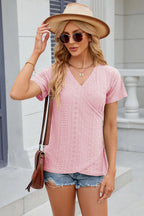 Eyelet Surplice Short Sleeve T-shirt (14)