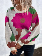Floral Pattern Round Neck Sweater (18)