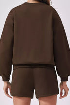 Round Neck Sweatshirt Shorts Set (18)