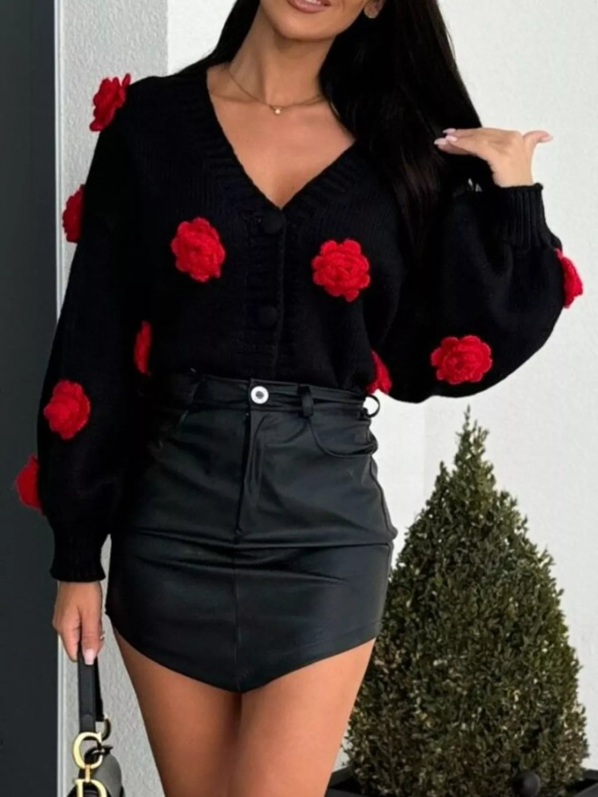 Rose Embellished V-neck Cardigan (17)
