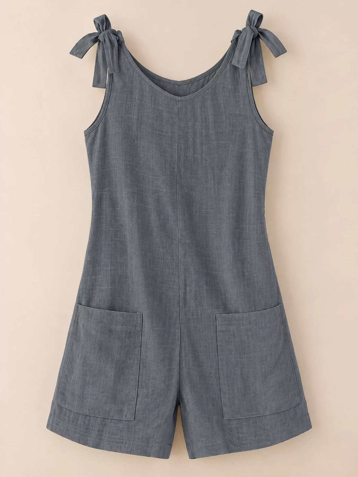 Full Size Tie-shoulder Romper Pockets Plus (3)