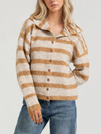 Striped Fuzzy Knit Cardigan