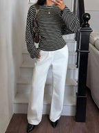 Casual Striped Batwing Sleeve T-shirt (12)