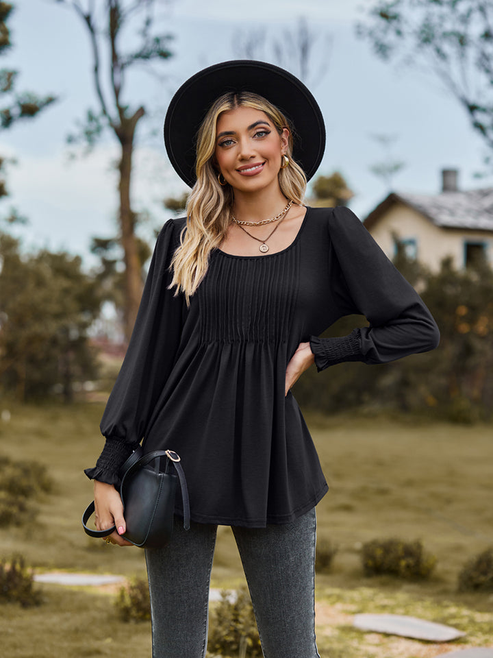 Puff Sleeve Pleated Blouse (14)