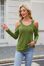 Ribbed Cold Shoulder Long Sleeve Top (8)
