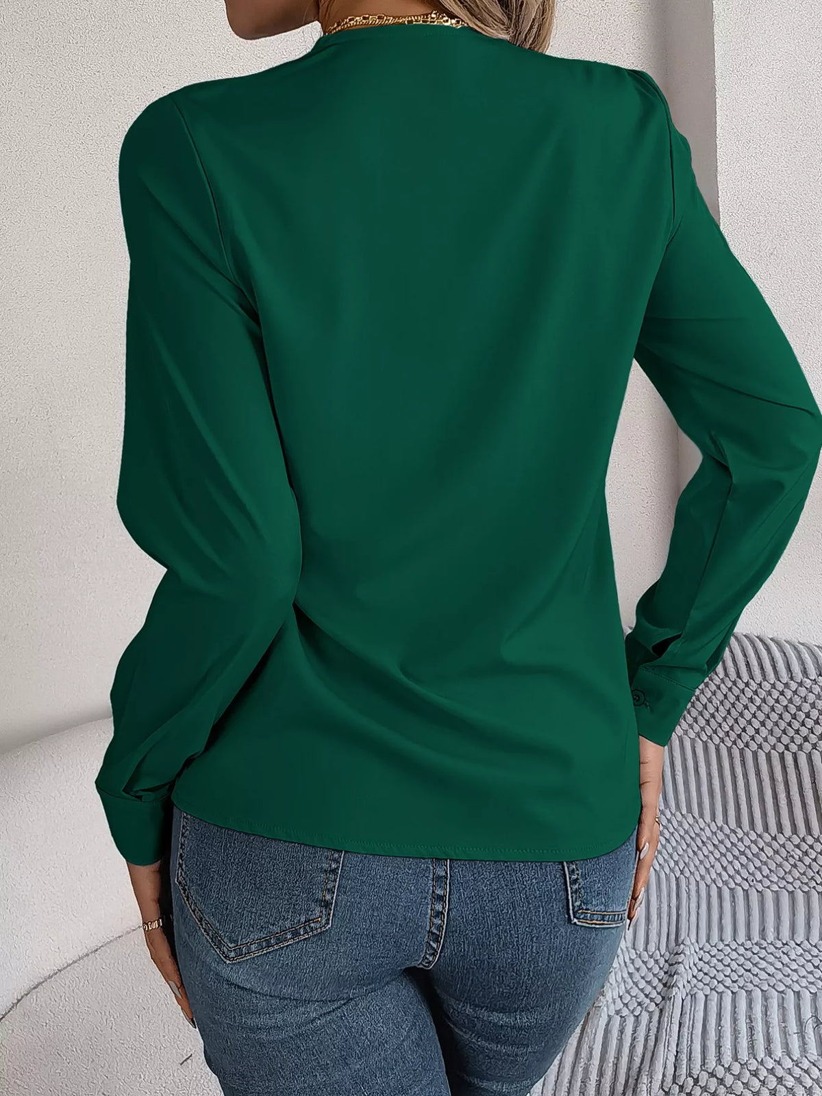 Layered V-neck Long Sleeve Blouse (19)