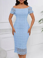 Lace Short Sleeve Midi Dress (7)