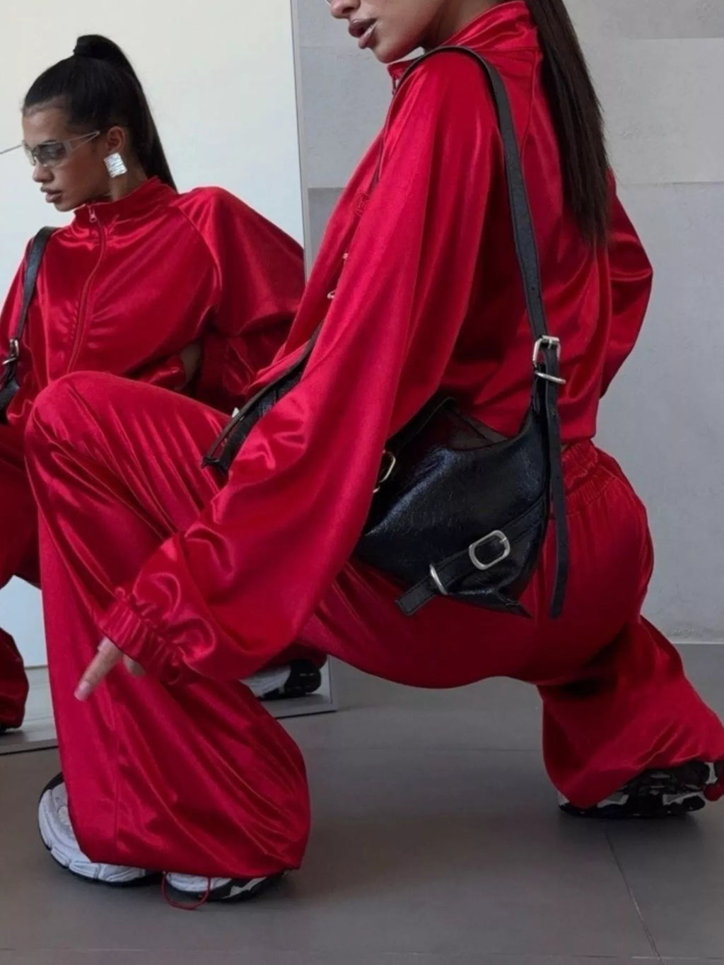 Zip Up Raglan Sleeve Jacket Pants Set (14)